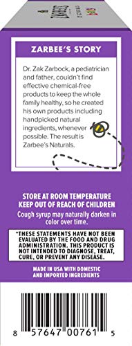 Zarbee's Naturals Complete Baby Cough Syrup Immune with Agave/Thyme & Elderberry, 2 Fl Oz (Pack of 1) - Thumbnail 4