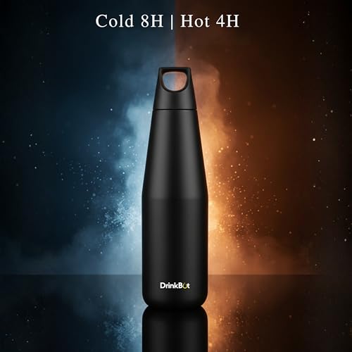 Image of Myst 1080ml 1 Litre Insulated Steel Water Bottle | 316 Marine Grade Stainless Steel | Vacuum Hot & Cold 24H /12H | Leakproof Matte Steel Water Bottle for Office, Gym & Travel (Black)