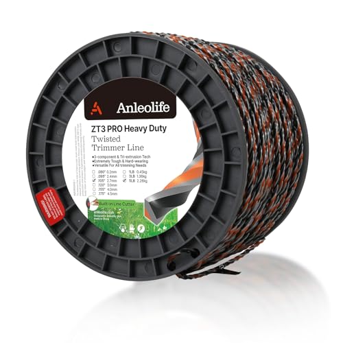 A ANLEOLIFE 5-Pound ZT3 Pro Heavy Duty Diamond .105-Inch-by-1410-ft Twisted Trimmer Line Spool 3-Component Tri-Extrusion 2.65-mm-by-430-meter Weed Eater String