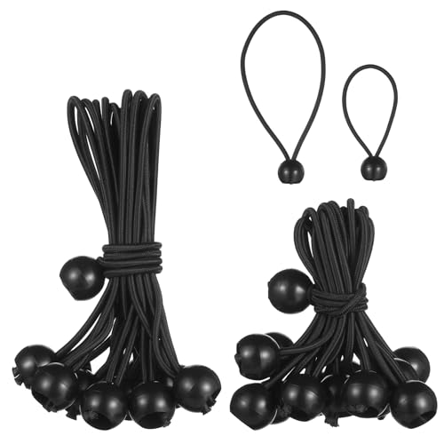 LXUEJIE 30 Stück Spanngummis mit Kugel, Schwarz Planenspanner mit Kugel Planenbefestigung Gummispanner Zeltgummis zum Festzurren für Campingzelten Banner Überdachungen Planen Zelt Netz(10cm, 15cm)