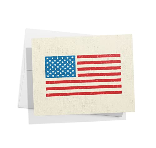 Image of Twigs Paper American Flag Note Cards, 12-Count, 5.5 x 4.25 in, Ideal for Memorial Day, Fourth of July, and Patriotic Occasions (Pack of 2)
