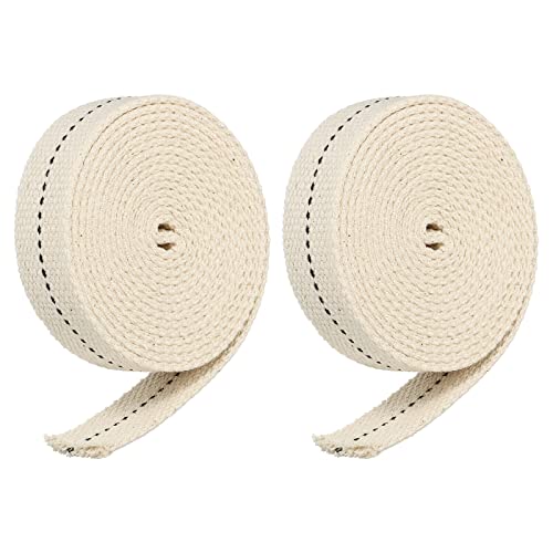 Tool parts Cotton Oil Lamp Wick 7/8 Inch Flat Wide 2 Meter/6.5Ft Long Black Stitch - 2 Roll