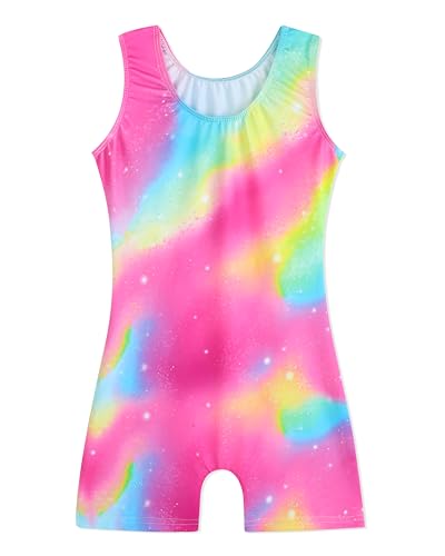 HOZIY Gymnastics Leotards for Girls with Shorts Biketards Dance Tumbling Outfits Matching Scrunchies 1-12 Years Old