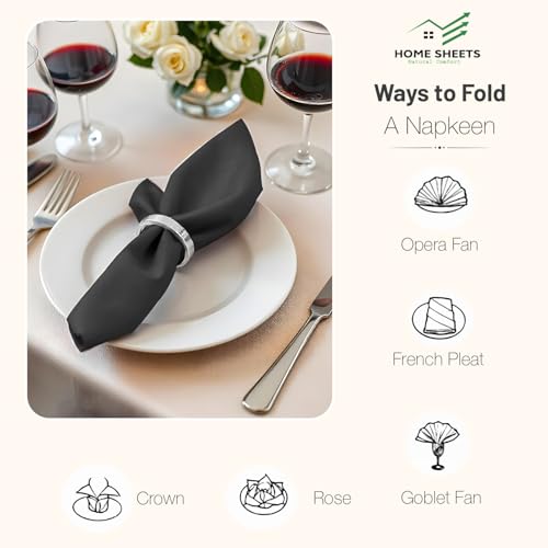 Image of 100% Cotton Dinner Napkins 12x12 Inch, Soft & Durable, Reusable Cloth Napkins for Dining, Events, and Everyday Use (Dark Grey, Set of 50 (12x12))