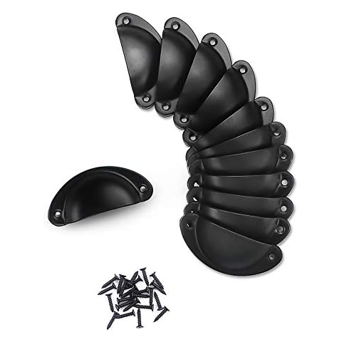 Lucywey Lucy WEI12 Pcs Shell Pull Handles Shell Cup Handles-Iron Shell ,Cup Semicircle Handle Pull for Kitchen Cupboard Door,Dresser Drawer(Black) Cover