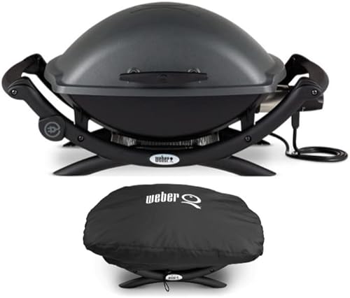 Weber Q 2400 Parrilla eléctrica (negro) con cubierta de parrilla (2 artículos)