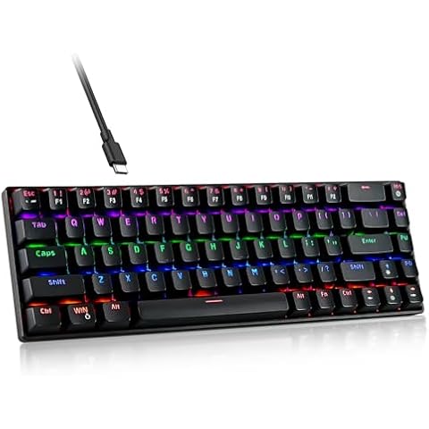 RaceGT Wired Mechanical Gaming Keyboard - 67 Keys Ultra-Compact Mini Keyboard, Wired USB Keyboards, Multi Color RGB Illuminated LED Backlit for PC Gamer Computer Desktop (Black)… Cover