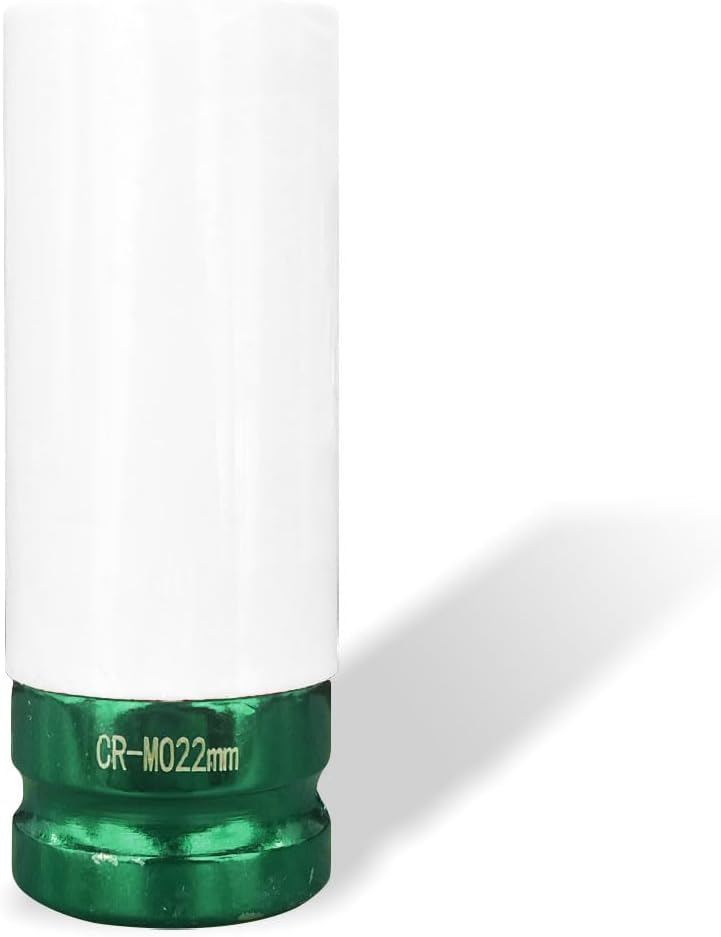 1/2" Drive 22 mm Lug Nut Impact Socket, Non-Marring Deep Lug Nut Socket, Thin Wall Wheel Rim Protector Sleeved Socket (22mm/0.9inch)