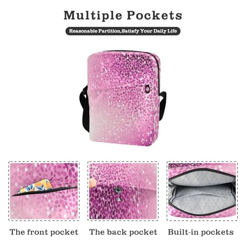 messenger bag for men Shoulder Bag For Woman Cross Over Purse Adjustable Strap for School School- Gradient Glitter Decoration Sequins Purple2
