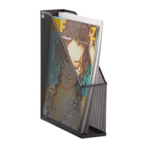 Relaxdays Organizador de Documentos para Escritorio, Metal, Negro, 31.5 x 7.2 x 25 cm