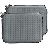 2-Pack Self-Inflating Seat Cushion, 16x13 inches Portable Foam Sit Pad with Adjustable Firmness for Airplane Travel, Long Flights, Stadium Bleachers, Hiking, Camping & Office Chairs - Gray