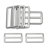 M METERXITY 6-Pack Correderas Triples De Metal, 1-1/2 Pulgada Correderas De Aleación De Zinc Para Ajuste De Correas Para Retenedores De Bolsa/Correas Para Perros, Hebillas [Gris Plateado]