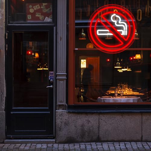 Image of No Smoking Signs for Business No Smoking Warning Neon Lights Wall Decor for Home, Office, House, Restauran, Indoor-12.2 x 12.2IN-USB Powered-Acrylic