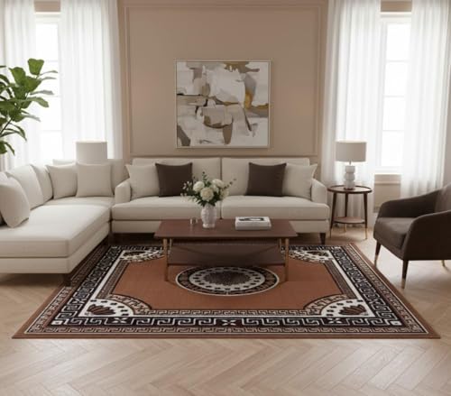 Image of Soft Modern Washable Beautiful Acrylic Rugs for Home Decor Living Room 5x7 Feet (150 x 200 Cm) Gold Color, rectangular