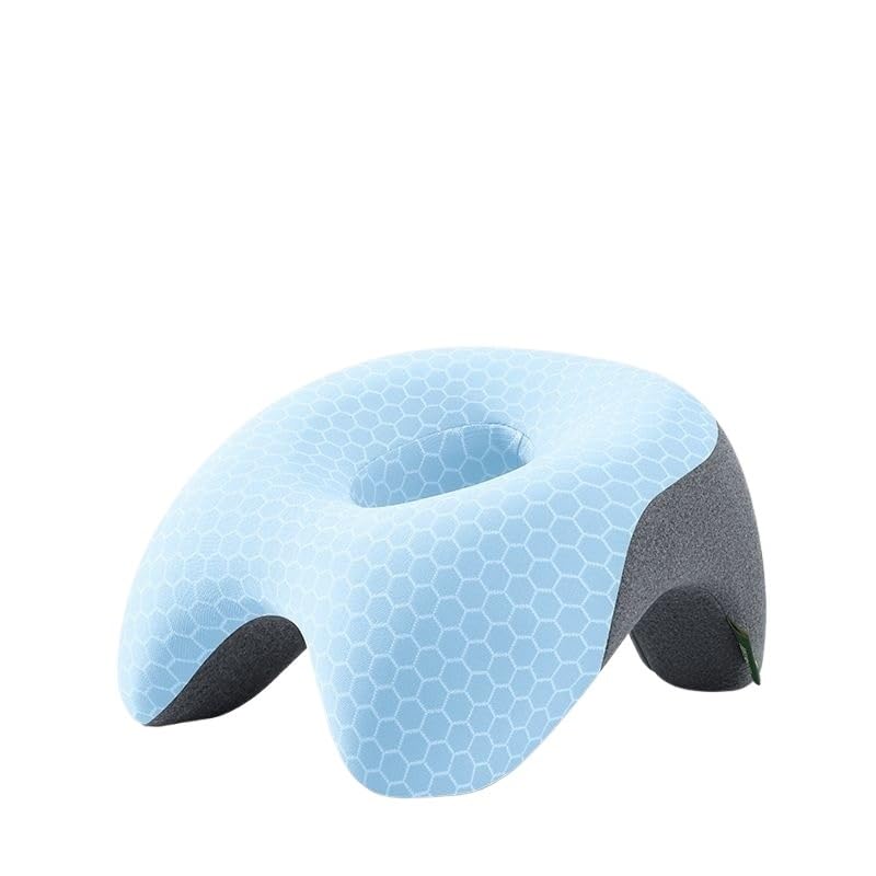Poduszka z pianki z pamięcią kształtu, poduszka na podróż, do biura, odpoczynku, lunchu, breaka, spania dla studentów, na biurko (ulepszony Ice silkblue)