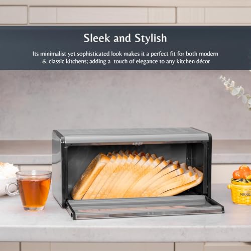 Innoteck Bread Bin With Magnetic Lid Spacious Kitchen Bread Storage Box Large Capacity Storage Container Easy To Clean Durable for Homemade Bread, Toast, Doughnut & Cookies, Grey - Cosy Home Interiors Innoteck Bread Bin With Magnetic Lid Spacious Kitchen Bread Storage Box Large Capacity Storage Container Easy To Clean Durable for Homemade Bread, Toast, Doughnut & Cookies, Grey - Image 5