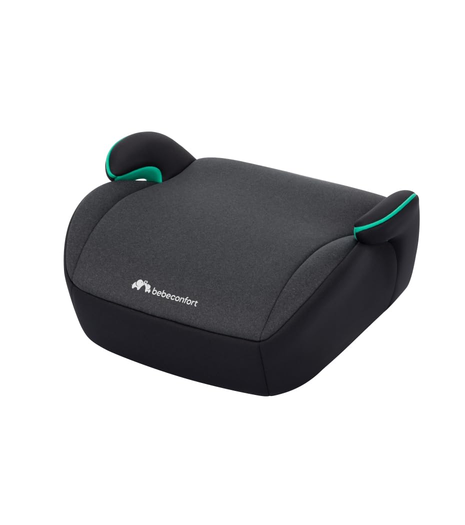 Bebeconfort Manga i-Safe, Car Booster Seat, 6–12 Years, 128–150cm, Child Booster Seat, Compact & Lightweight (<1kg), Easy Belt Installation, Fully Padded, Soft-Touch Fabrics, Black