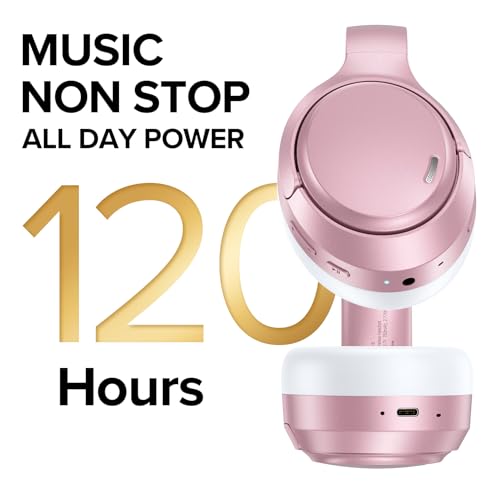 Image of Hybrid Active Noise Cancelling Headphones 120H Long Playtime, 6 ENC Mic, Wireless Over-Ear Bluetooth 6.0 Headphones, Hi-Res Audio, Memory Foam Earcup, Transparency Mode ANC Headphone for Travel Office