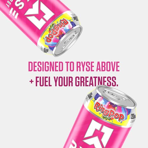 Image of RYSE Fuel Energy Drink - Ring Pop Berry Blast - Sugar Free, Gluten Free & Vegan - 200mg Natural Caffeine, Taurine & Choline for Focus & Energy - No Artificial Colors - 16 fl oz Cans (12-Pack)