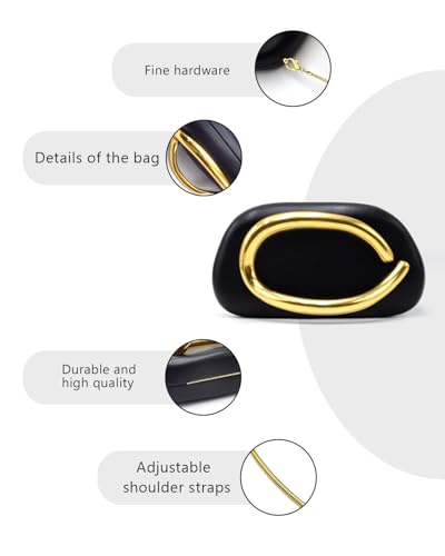 Image of Evening Clutch Purse for Women, PU Leather Wedding Guest Clutch Metal Chain Shoulder Bag, Crossbody Purse
