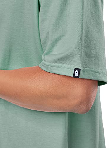 Image of The Souled Store |Sage Round Neck Green Color Half Sleeve Mens and Boys T-Shirt|Solid 100% Cotton | Oversized T-Shirts