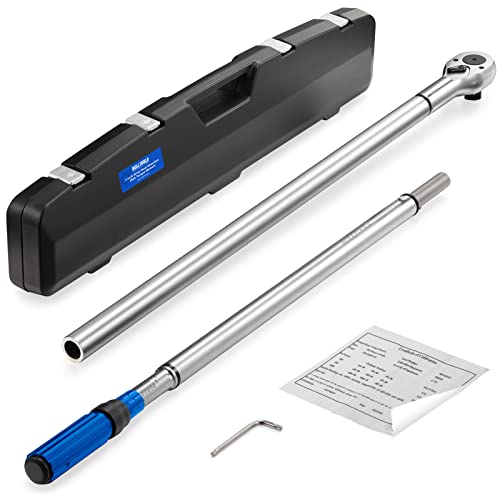 Image of BULLTOOLS 1-Inch Drive Click Torque Wrench, Dual-Scale Adjustable Torque Wrench Set with a Hex Key 200-1000ft.lb / 271-1356.7Nm