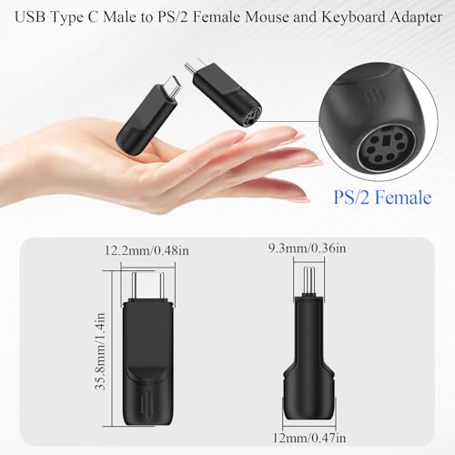 Adaptador USB C a PS2 para mouse y teclado, pack de 2 miniatura 2