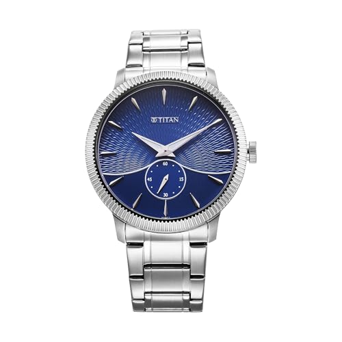 Titan Regalia Opulent Quartz Analog Gradient Blue Dial Silver Stainless Steel Strap Watch for Men - NT1828SM02