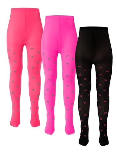 Image of Fourluoo Girls Tights Colorful Pantyhose Soft Thigh High Sock Jacquard Seamless Dance Legging Flower Girl Sock for 4-12 Years