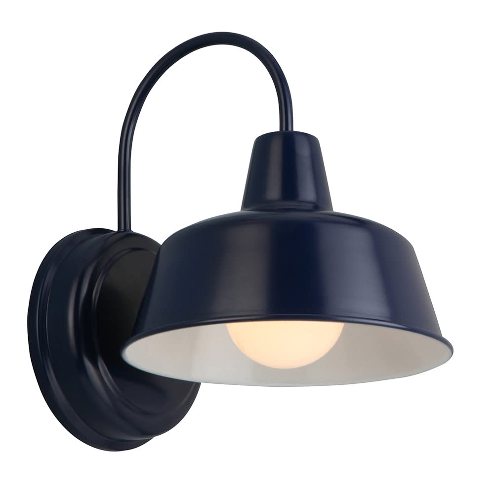 Photo 1 of 2 Mason Barn Light 1 Indoor/Outdoor Wall Mount Modern Industrial Farmhouse Design House Light for Patio, Garage, Bathroom, Office, Kitchen, 8 inch, Navy Blue, 579334 8 in Navy Blue