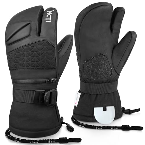 MCTi Snowboard Gloves with Wrist Guard 5-Finger Waterproof Mittens for Winter...