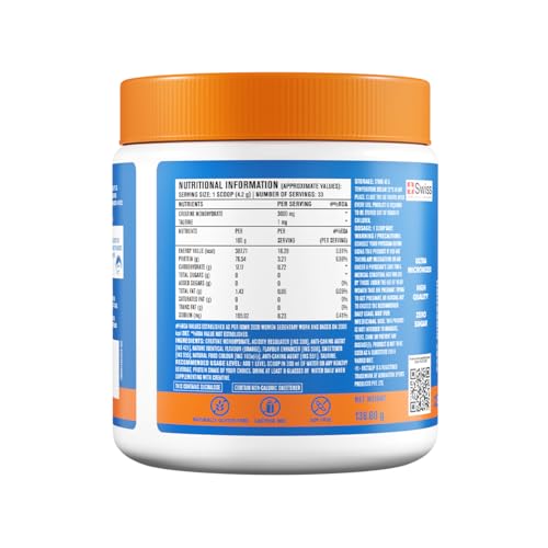 Image of Fast&Up Creatine Monohydrate - 100% Pure Micronized Powder | 3g Per Scoop | Supports Strength, Muscle & Performance | 100g | Orange Flavour| Lab-Tested