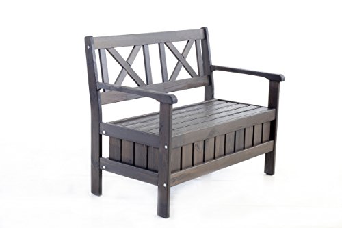 GARDENho.me 2er Bank EVJE Taupegrau Truhenbank 108 cm Gartenbank Cover