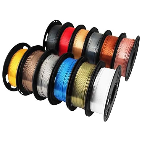 MIKA3D Shine Silk Metallic Gold PLA 3D Printer Filament Bundle 12 Spools Pack, 1.1lbs Spool 1.75mm Widely Compatible, 12 Popular Silk Shiny Gold Colors, with Extra One Bottle of Solid Stick Gift Cover