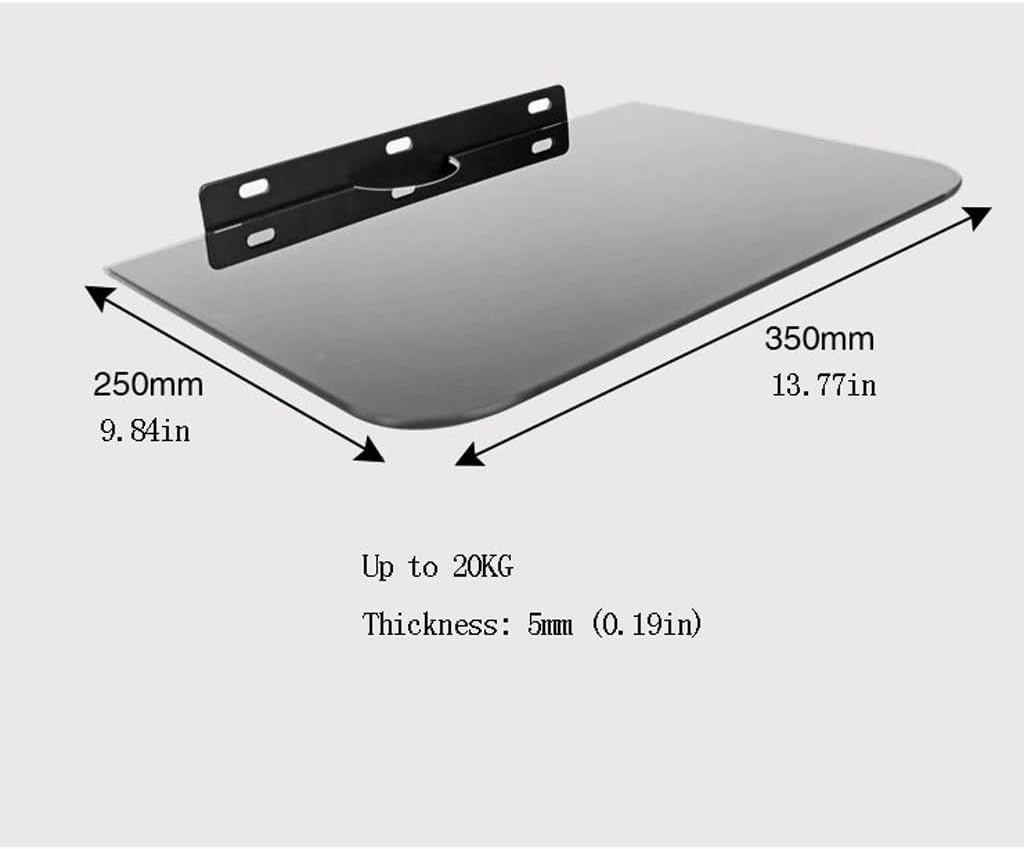 Cable Box Tempered Glass Shelf, Floating Wall Mount Shelf, Wall Mount Shelves, Single Floating DVD DVR Shelf (Color : A)