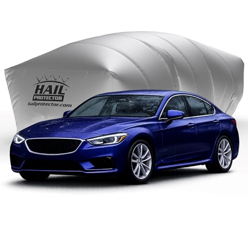 Hail Protector Car Cover, Inflatable Hail Proof Shield for Cars, Portable Protection Against Any Size Hailstones, Complete System - CAR2 (Silver)