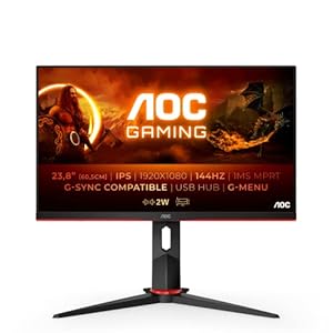 AOC Gaming 24G2U – 24 Zoll FHD Monitor, 144 Hz, 1ms, FreeSync Premium (1920×1080, HDMI, DisplayPort, USB Hub) schwarz