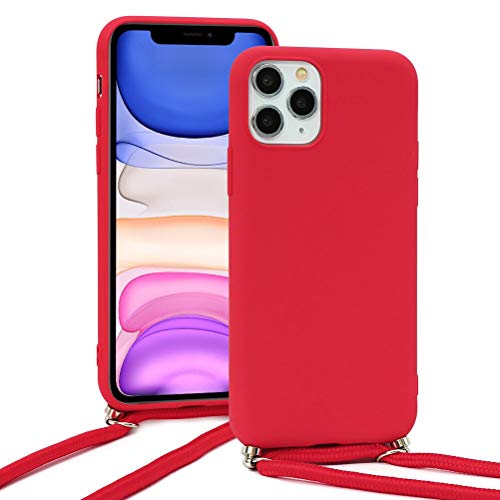 Eouine Crossbody Case For Iphone 6 Plus / 6S Plus [5.5"], Phone Case With Neck Cord Lanyard Strap - Anti-Scratch Red Silicone Tpu Adjustable Necklace Strap - Red #TOP1