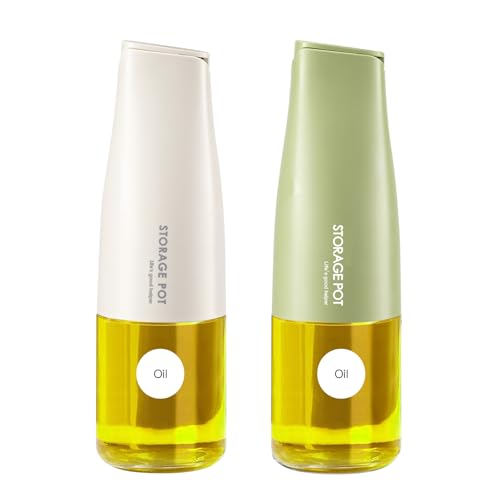 YARRAMATE Dispenser Automatico per Olio d'Oliva Da Cucina, 500 Ml, Bellissimo Contenitore per e Aceto, Contenitore Per, per Salsa Di Soia (verde e bianco)