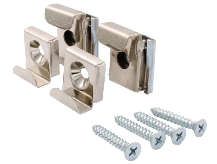 CRL Polished Chrome Plastic Lined Mirror Mounting Clips, 4 Clips Per Set