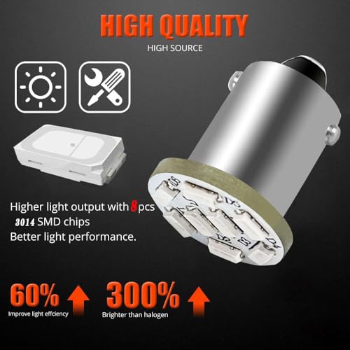 10pcs DC6-24V BA9S LED Bulbs Red 8SMD 3014 Chips miniatura 2