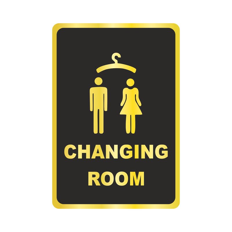 Royal Self-Adhesive Black Golden High Grade Acrylic Changing Room Sign for Business Shop Stores Cafes Shops Hospital School Office Hotel Restaurant Hotel Company Malls - Pack of 1