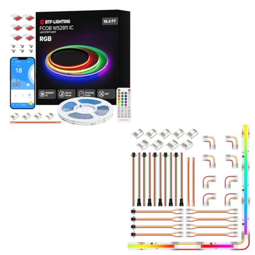 Tira de LED RGB FCOB WS2811 IC 16.4 ft con conectores miniatura 1