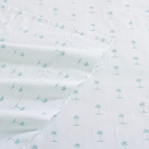 Tommy Bahama - King Sheets, Cotton Percale Bedding Set, Crisp & Cool, Stylish Bedding Set (Kaw Palms Blue, King) - Image 4