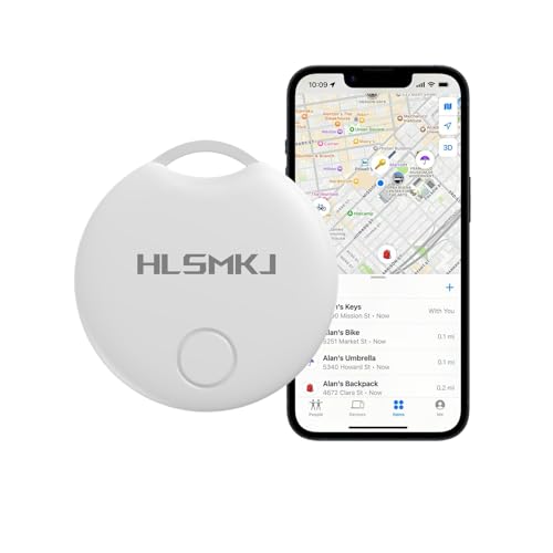 HLSMKJ Bluetooth Tracker-1 Pack, Item Location Tracker, Works with Apple Find My (iOS Only), Help You Track Your Keys, Wallet, Luggage, Backpack, Replaceable Battery, Super Lightweight