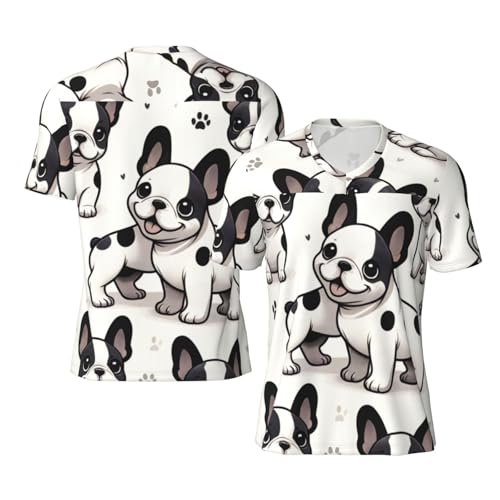 Stylish Athletic Sports Jersey Cute-French-Bulldogs Men's Rugby Jersey 3X-Large Black