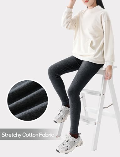 Happy Cherry 3-Pack Girls Basic Leggings Cotton Tights Kids Soft Stretchy Pants Comfortable Full Length Leggings2