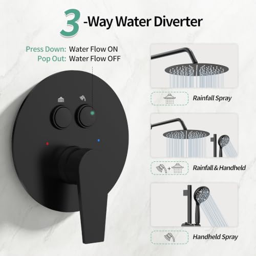 Image of SR SUN RISE 12 inch Shower Faucet Set with Shower Slide Bar,Matte Black