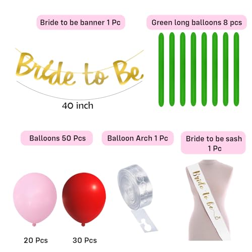 Image of Party Propz Cherry Theme Bridal Shower Decoration Kit - 61 Pcs Bride to Be Banner Kit with Bride to Be Sash and Balloons, Bridal Shower Decorations, Bachelorette Party Decorations (Cardstock, Latex)