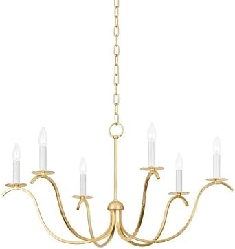 Mitzi H809806-GL Jaclin - 6 Light Chandelier 18 inches Tall and 34.5 inches Wide - Gold Leaf